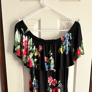 Long Black Floral Dress by Janette Plus